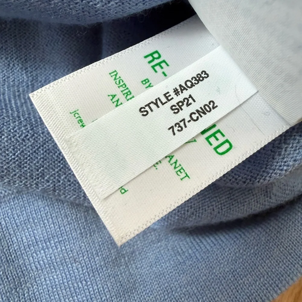 J. Crew 100% Merino Wool Relaxed Fit Crewneck Sweater XS Oversized Blue